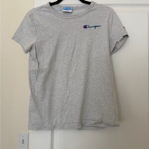 Champion Light Gray Short Sleeve Tee with Embroidered Logo